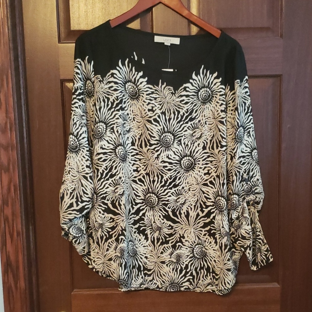 Ann Taylor Loft Floral Sheer Blouse